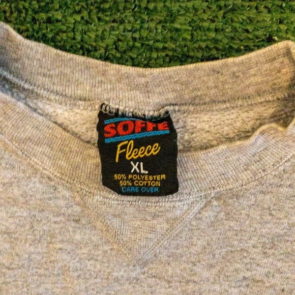 VINTAGE SIGMA PHI EPSILON SWEATER SOFFE FLEECE GRAY PLAID LONG SLEEVE SZ XL Y2K - Picture 2 of 5